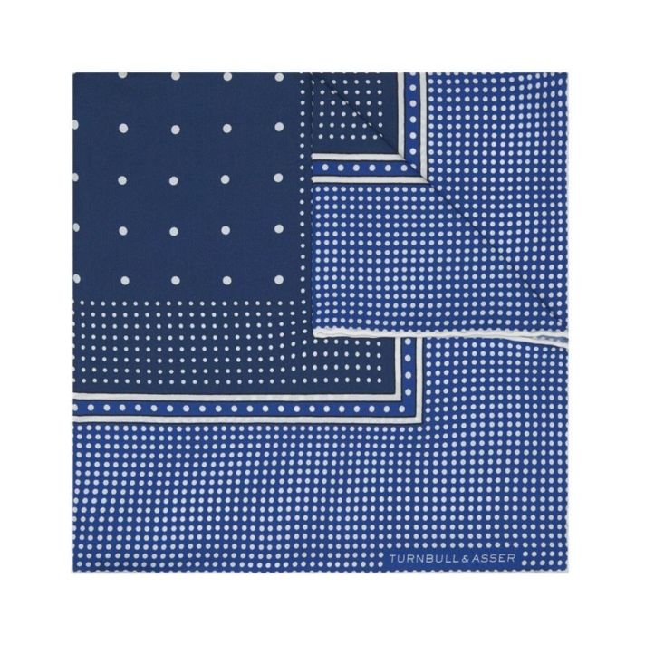 NAVY SPOTTED POCKET SQUARE