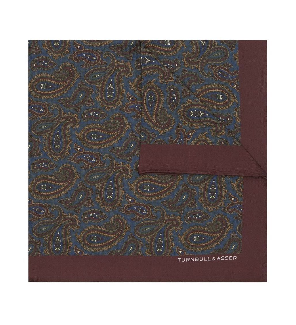 BURGUNDY ANTIQUE PAISLEY POCKET SQUARE