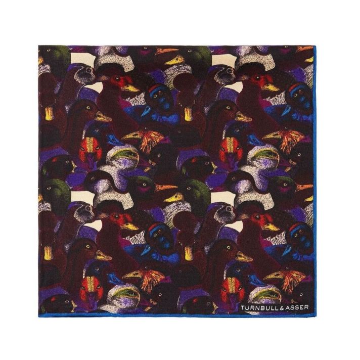 MULTICOLOURED DUCKTOWN SILK POCKET SQUARE