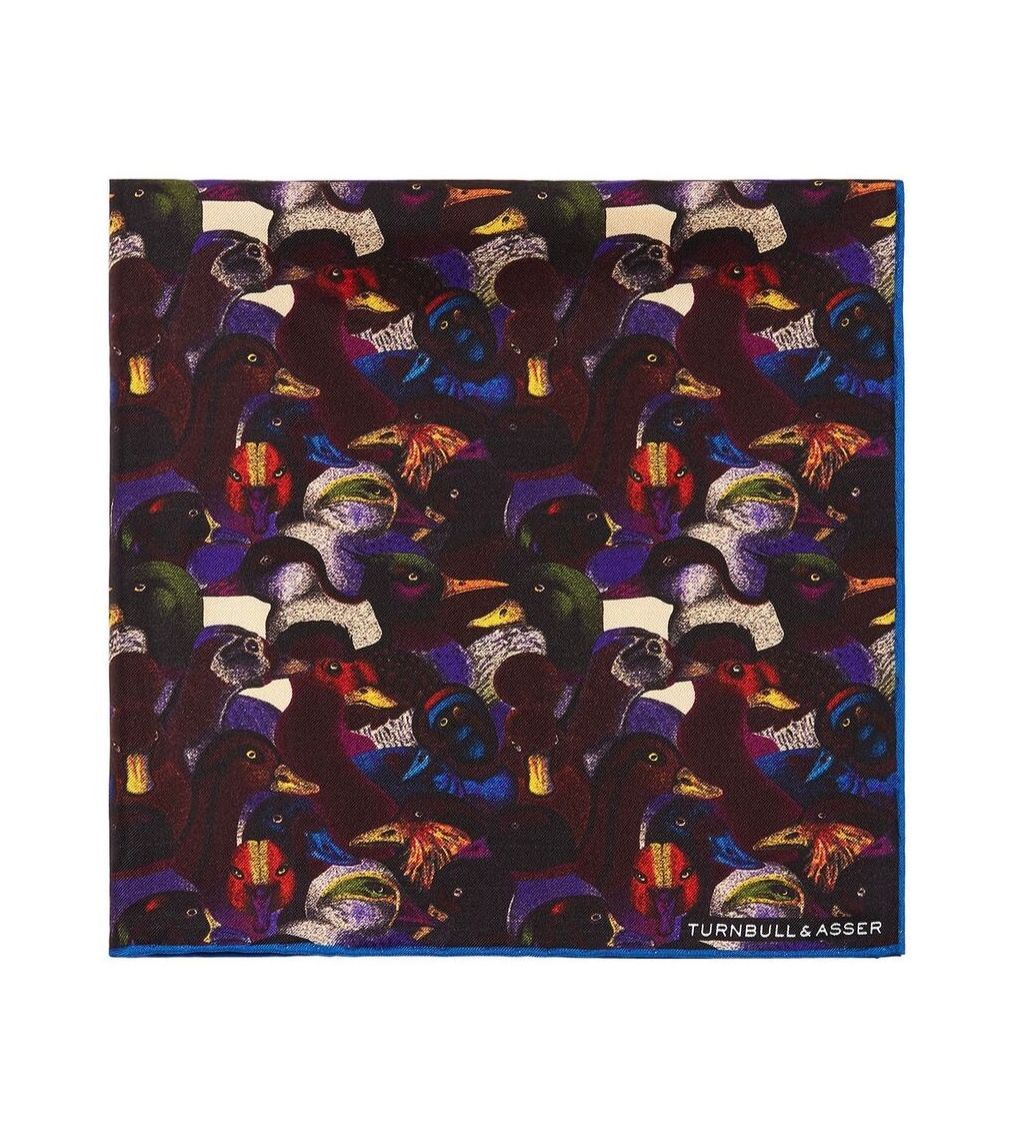 MULTICOLOURED DUCKTOWN SILK POCKET SQUARE