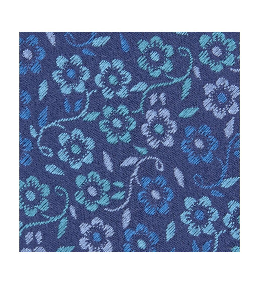 Stripe Floral Multi-Blue Hand Sewn Silk Tie - Image 2