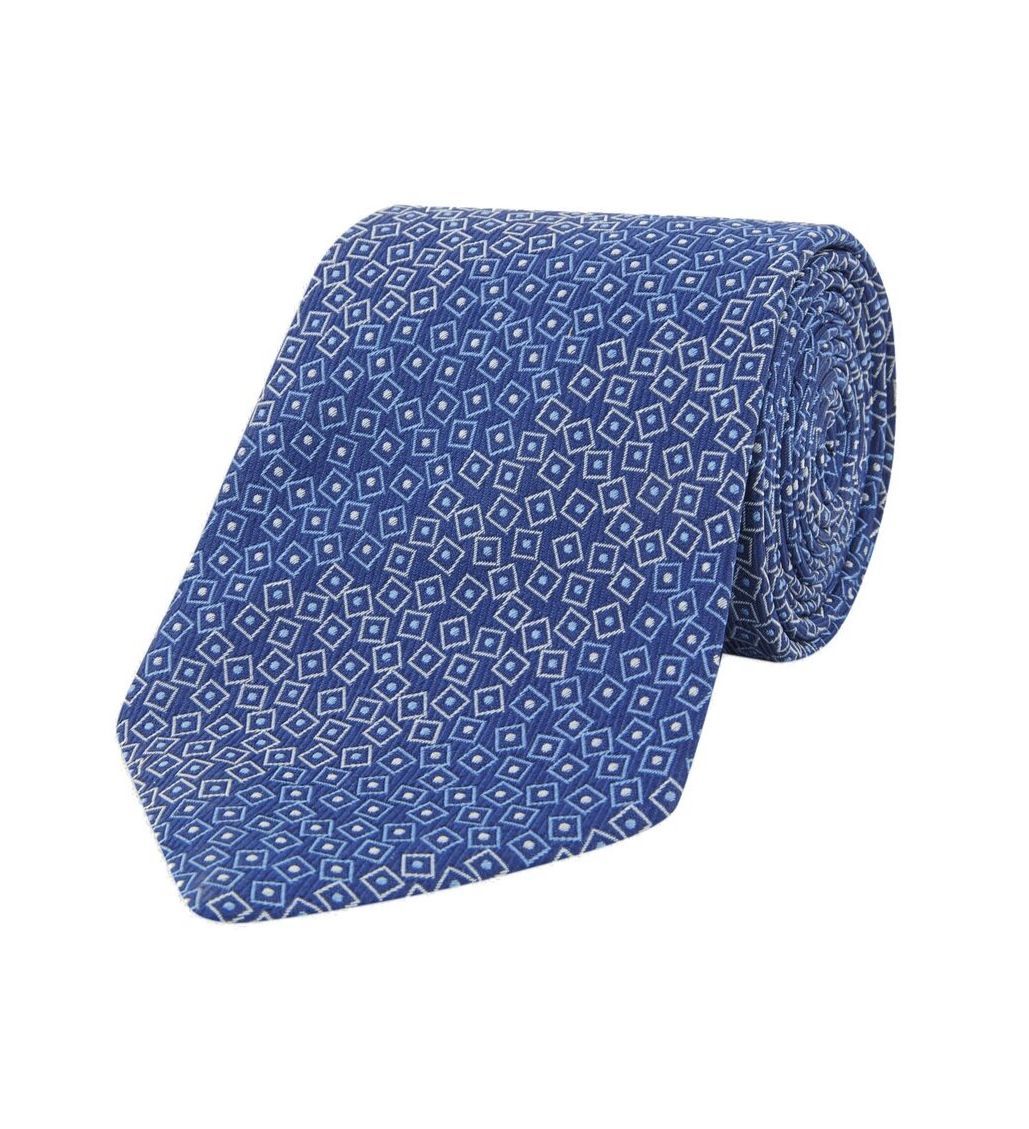 Scattered Square & Dots Tonal Blue Silk Tie