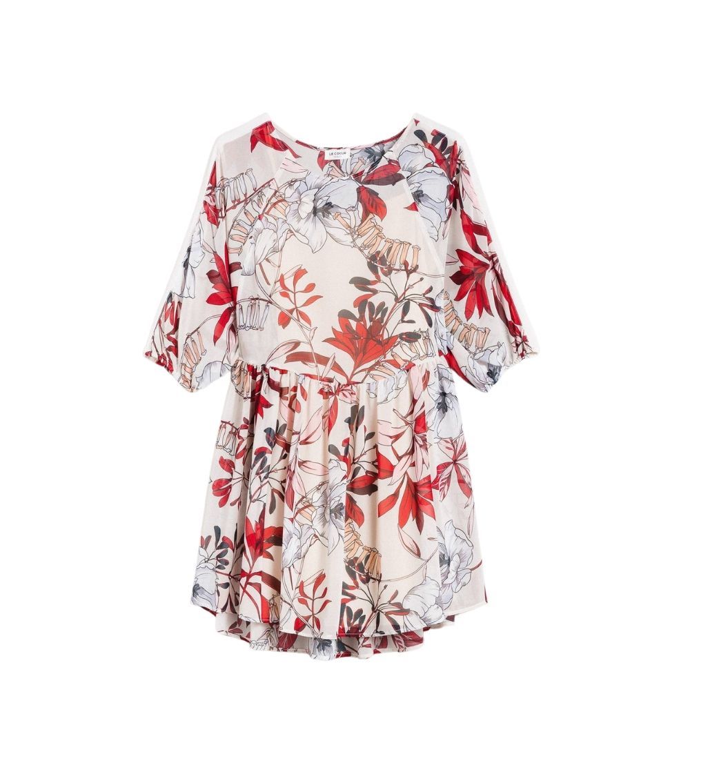 Twinset White Floral Print Georgette Tunic Dress