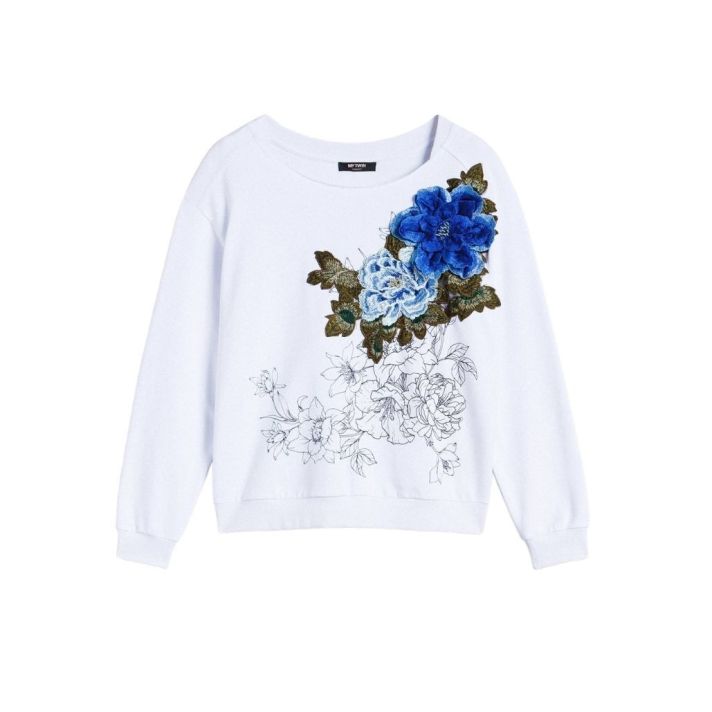 Twinset White Floral Print and Embroidery Sweatshirt