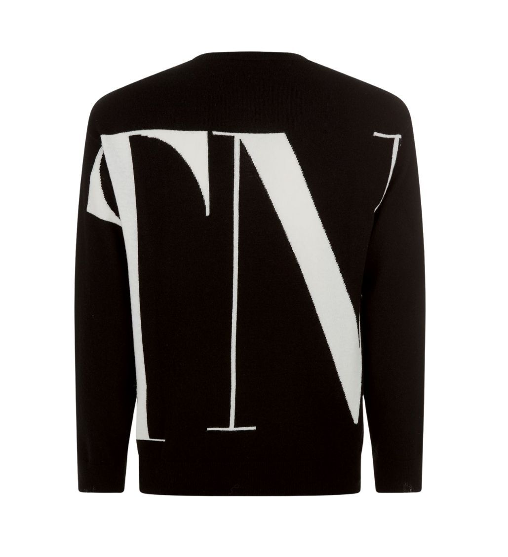 VLTN Intarsia Wool Sweater Jumper Black - Image 2