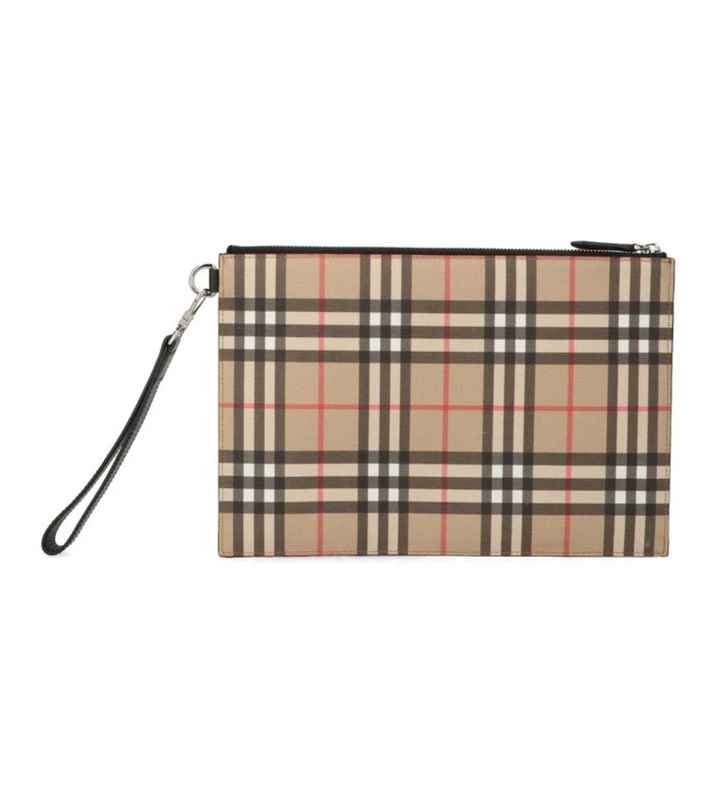 Signature Check Canvas Travel Zip Pouch