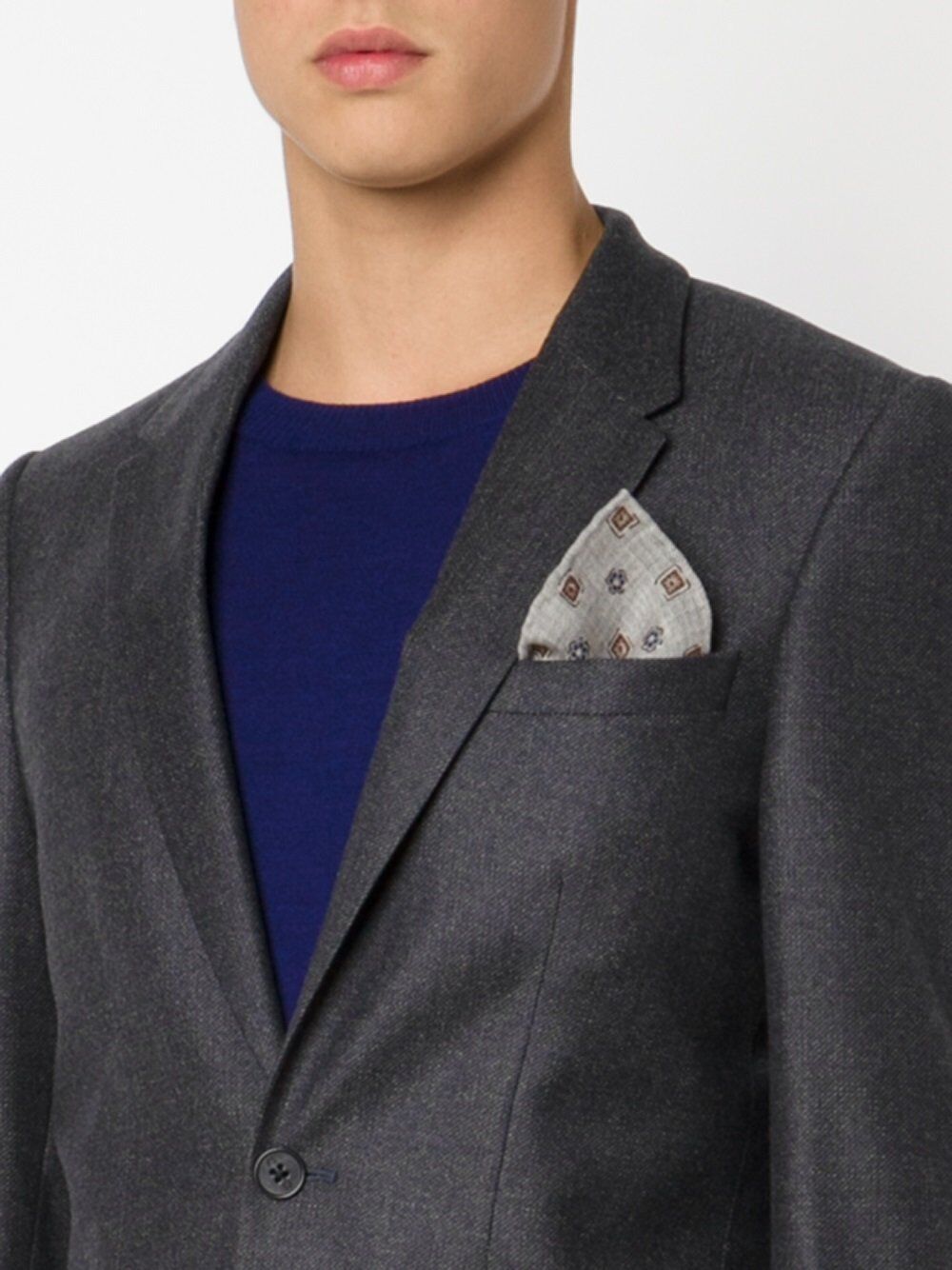 Brunello Cucinelli Grey Multi-Patterned Handkerchief/Pocket Square - Image 4