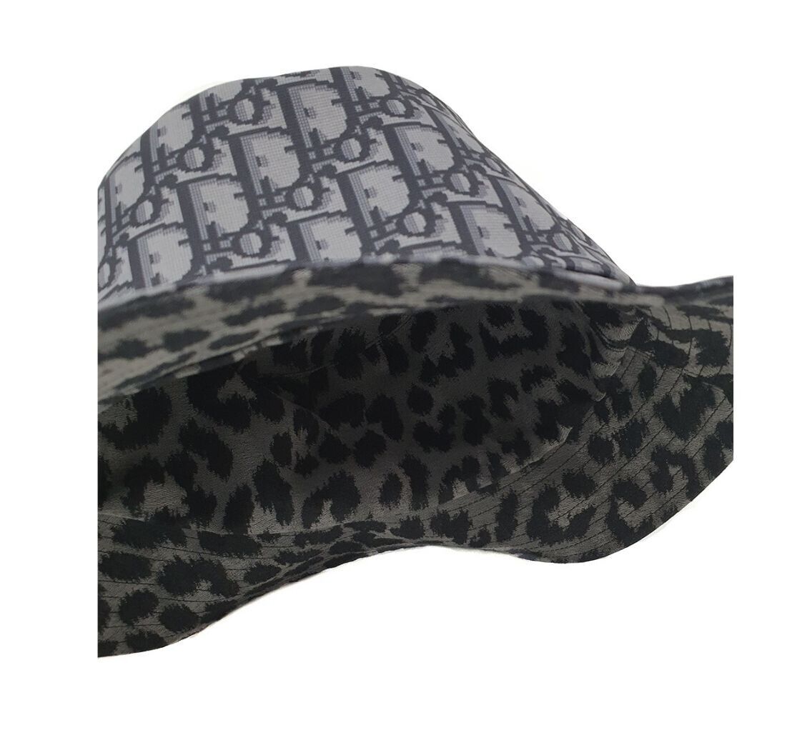 DIOR OBLIQUE BUCKET HAT Black Grey Blended Cotton Jacquard Reversible Size 57 - Image 2