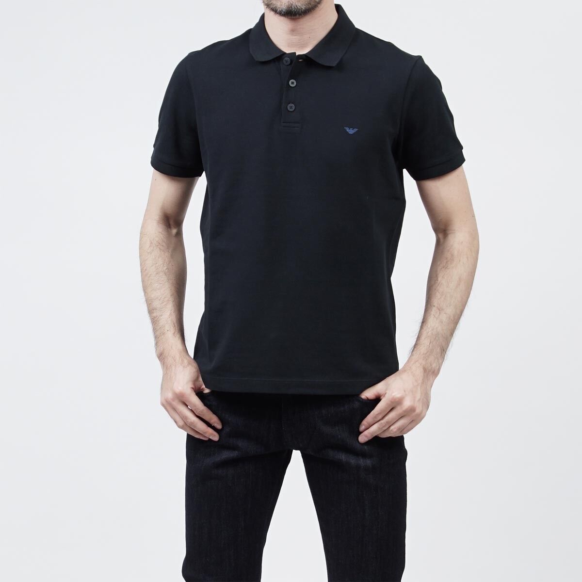 Emporio Armani EA Mens Navy Blue Polo T Shirt Eagle Logo All Sizes - Image 4