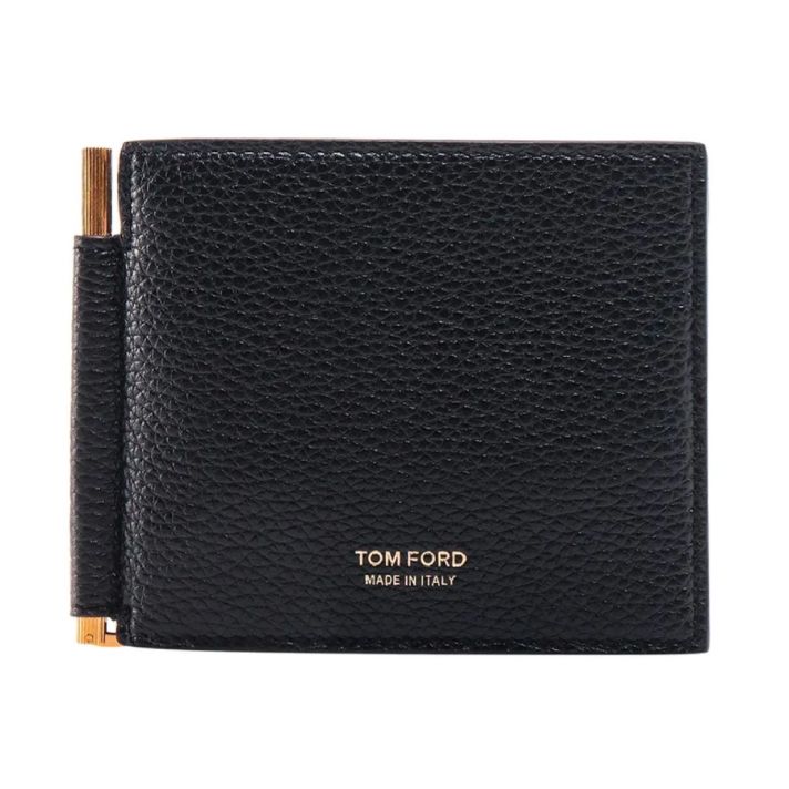 Tom Ford T Line Money Clip Black Brown Billfold Wallet