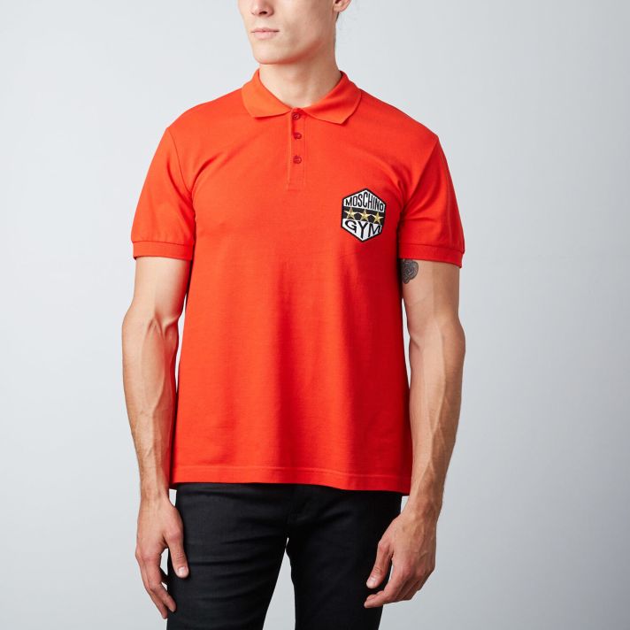 Moschino Polo T-Shirt Tee Gym Stars Logo Signature Red