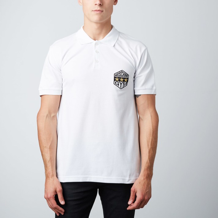 Moschino Polo T-Shirt Tee Gym Stars Logo Signature White