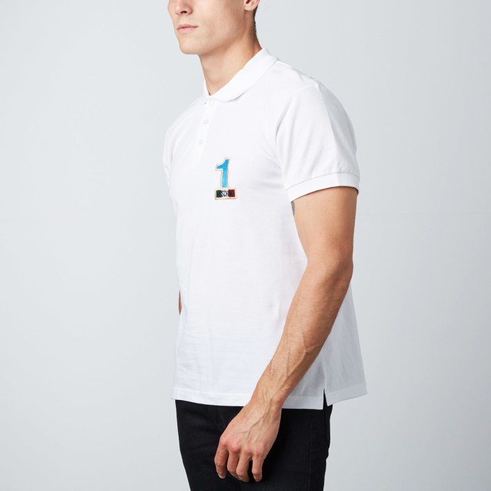 Moschino Polo T-Shirt Tee Gym No 1 Logo Signature White