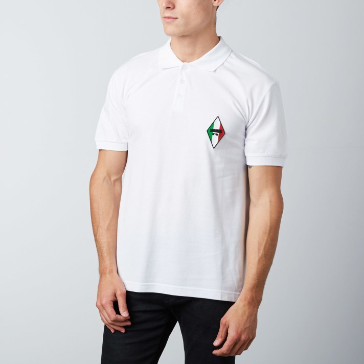 Moschino Polo T-Shirt Tee Gym Diamond Logo Signature White